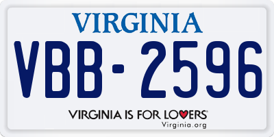 VA license plate VBB2596