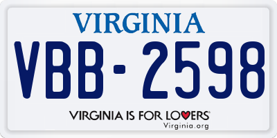 VA license plate VBB2598