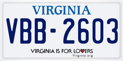 VA license plate VBB2603