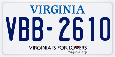 VA license plate VBB2610