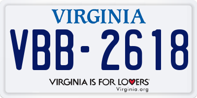 VA license plate VBB2618