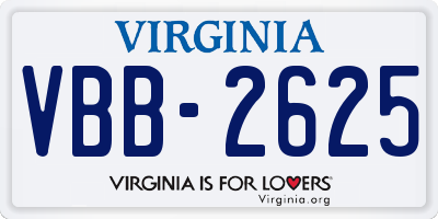 VA license plate VBB2625