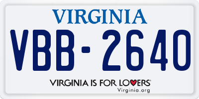 VA license plate VBB2640