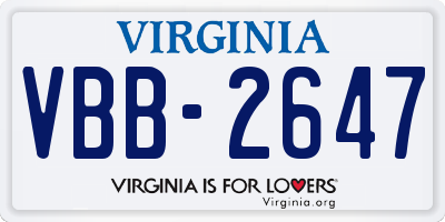VA license plate VBB2647