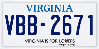 VA license plate VBB2671