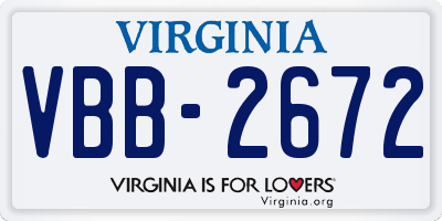 VA license plate VBB2672