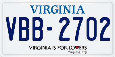 VA license plate VBB2702