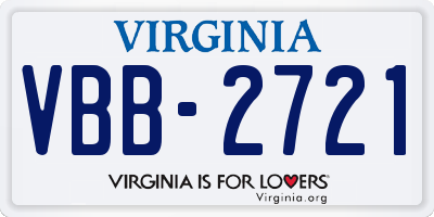 VA license plate VBB2721