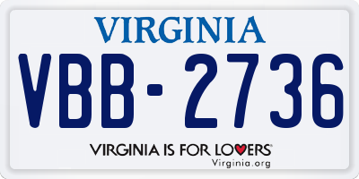 VA license plate VBB2736