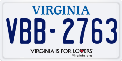 VA license plate VBB2763