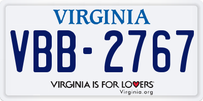 VA license plate VBB2767