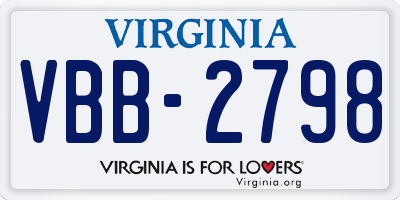 VA license plate VBB2798