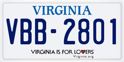 VA license plate VBB2801