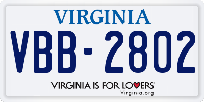 VA license plate VBB2802