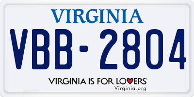 VA license plate VBB2804