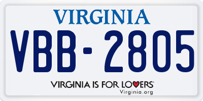 VA license plate VBB2805