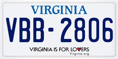 VA license plate VBB2806