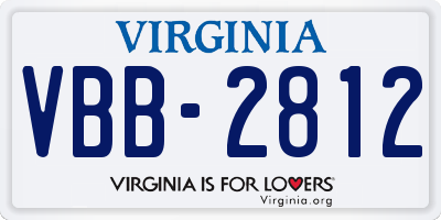 VA license plate VBB2812