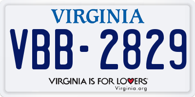 VA license plate VBB2829
