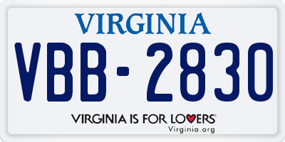 VA license plate VBB2830