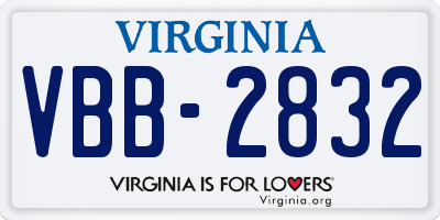 VA license plate VBB2832