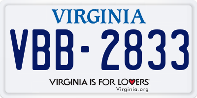 VA license plate VBB2833