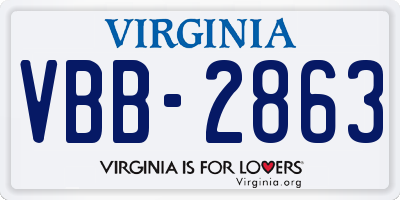 VA license plate VBB2863