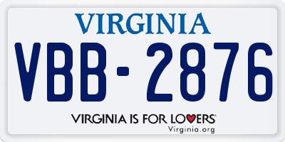 VA license plate VBB2876