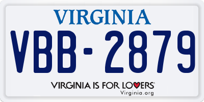 VA license plate VBB2879