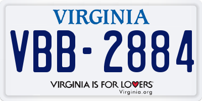 VA license plate VBB2884