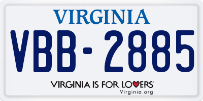 VA license plate VBB2885