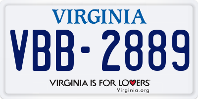 VA license plate VBB2889