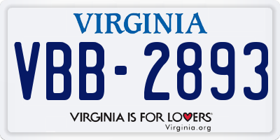 VA license plate VBB2893