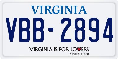 VA license plate VBB2894