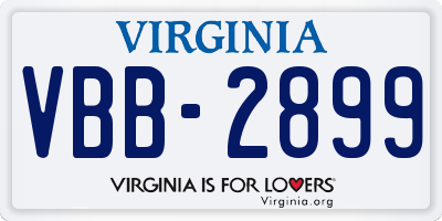 VA license plate VBB2899