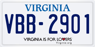 VA license plate VBB2901