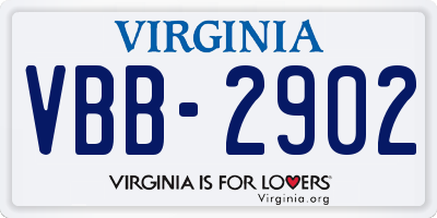 VA license plate VBB2902