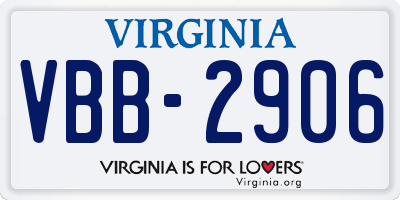 VA license plate VBB2906