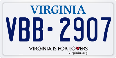 VA license plate VBB2907