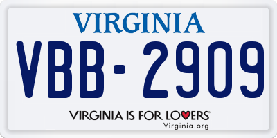 VA license plate VBB2909