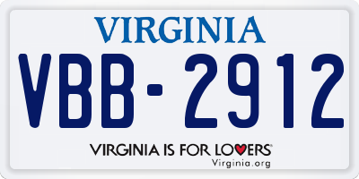 VA license plate VBB2912