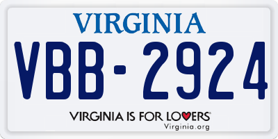 VA license plate VBB2924