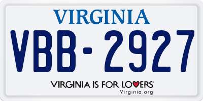 VA license plate VBB2927