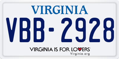 VA license plate VBB2928