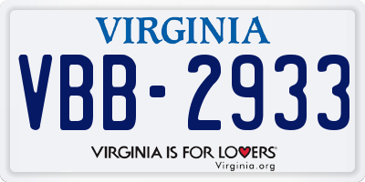 VA license plate VBB2933