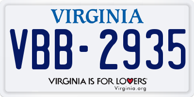 VA license plate VBB2935