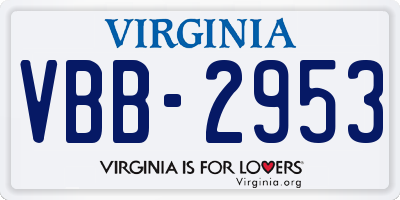 VA license plate VBB2953