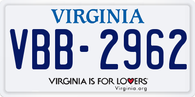 VA license plate VBB2962