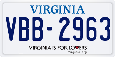 VA license plate VBB2963