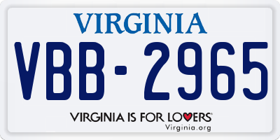 VA license plate VBB2965